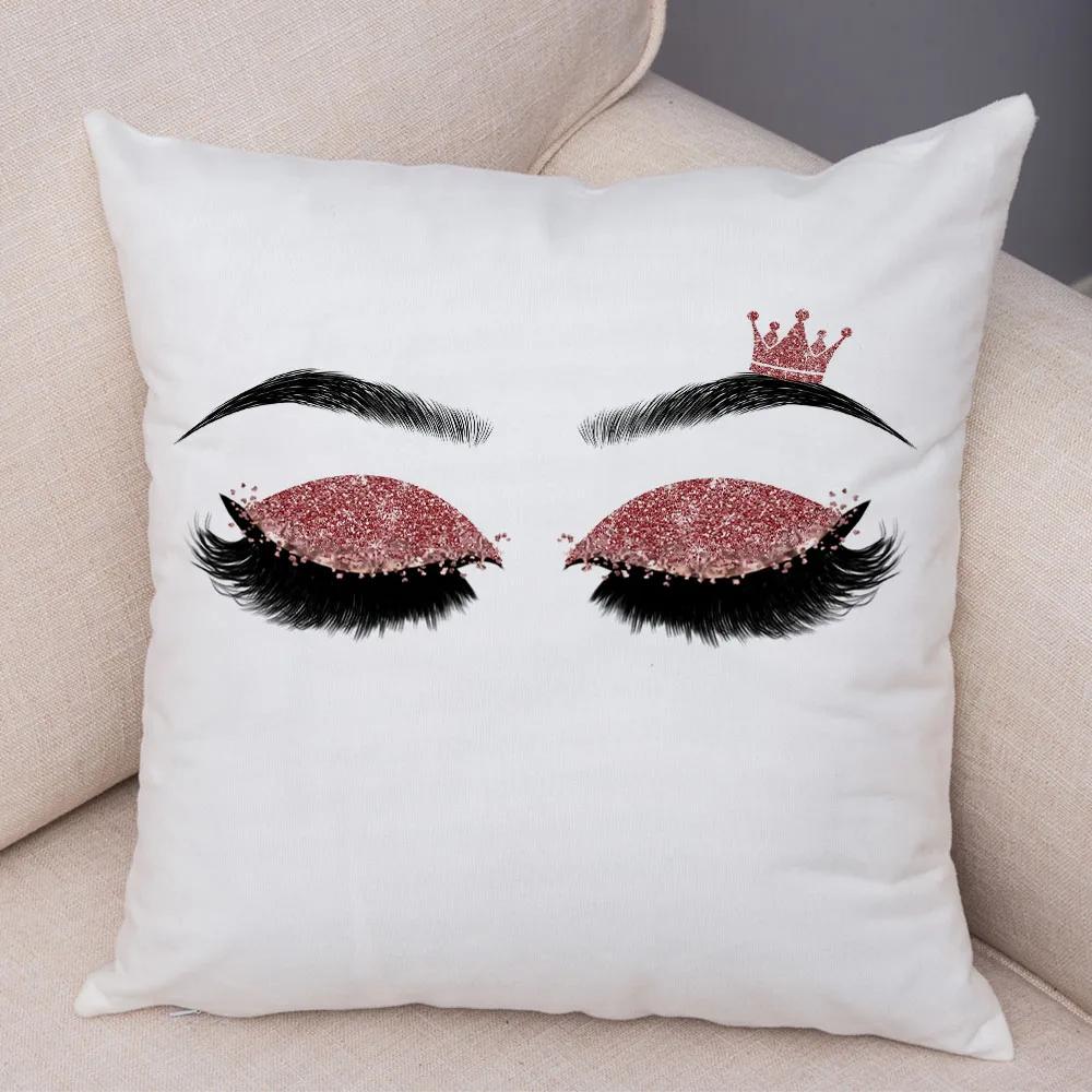 Home Decor Sexy Women Eyelash Pillow Cover Sofa Car Cartoon Eyes Print Cushion Cover Pillow Cover Funda De Almohada