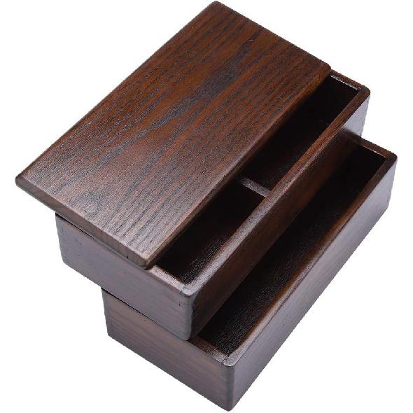 Lunch boxes, Japanese Traditional Wooden Lunch Containers Double Layer Wooden Box for Picnic Sushi