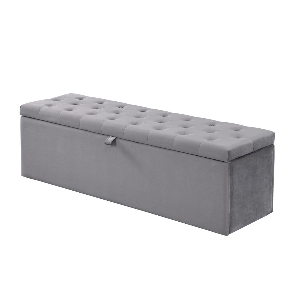 Velvet, Upholstered Bench, Padded Bench, Bed Stool, Bench with Storage, Grey 138 X 41 X 42 Cm