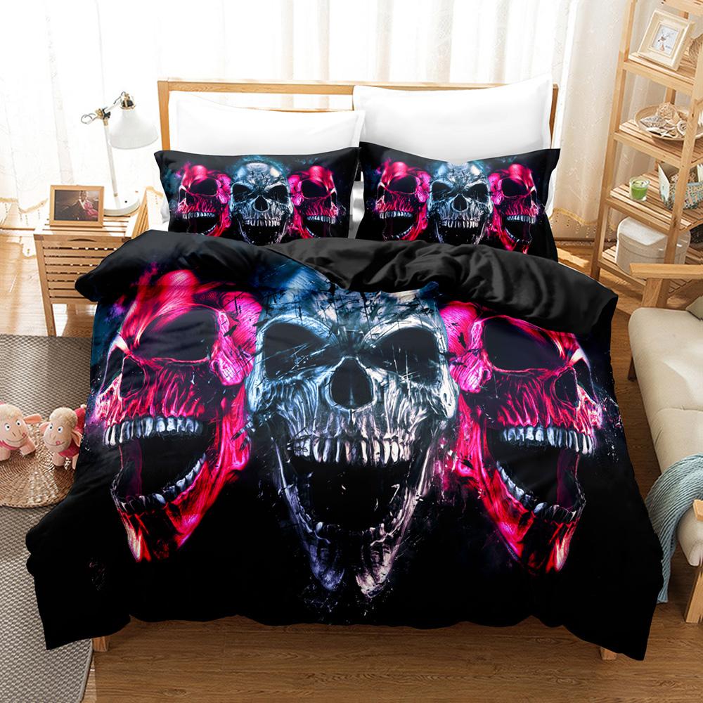Hot Nightmare Befor Christmas Bedding Set King Size 3D Print Halloween Skull Duvet Cover Luxury Designer Bed Set Pillowcase Home