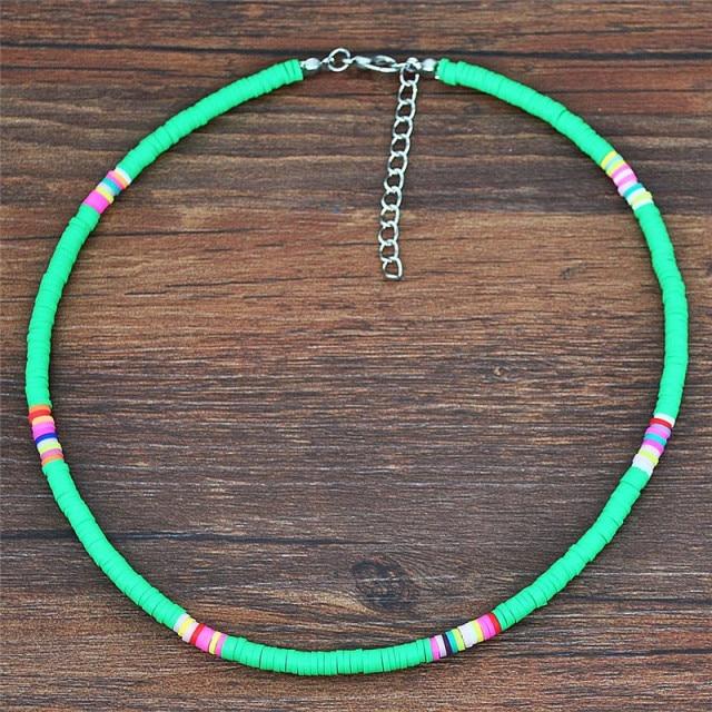 

Ожерелье из полимерной глины 4/6 мм для женщин, мягкая керамика, колье в стиле бохо, красочные бусины для серфера, воротник, богемные украшения