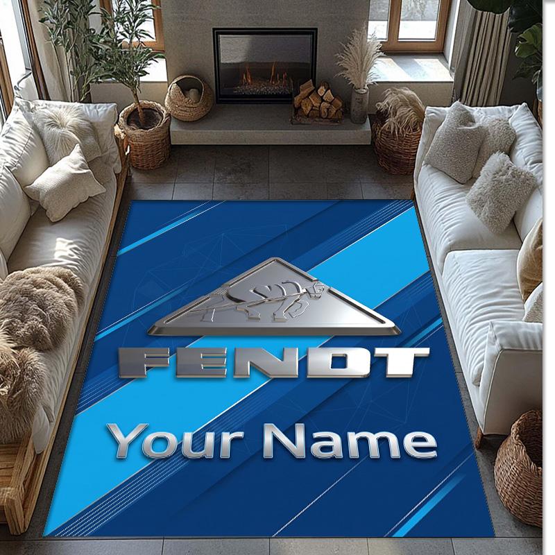Fendt Crystal Velvet Rug, Custom Name Text Personalized Non‑Slip Floor Mat for Home Decor Gift