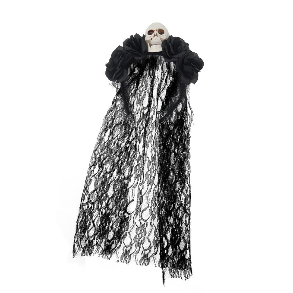 Black Rose Skull Hair Band Lace Cosplay Headdress Cool Halloween Headband Girl