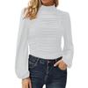 Women's Fashion Solid Color Long  Sleeves High Neck Pleated Slim Top