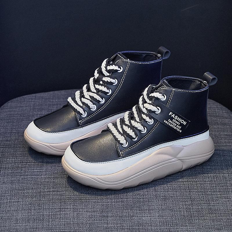 

Модные женские кроссовки с высоким верхом Осень 2025 Модная обувь на платформе Женские кроссовки для бега, баскетбола и спорта Роскошная дизайнерская обувь до щиколотки 35 чёрный