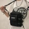 Functional Letter Patch Decor Crossbody Bag, Nylon One Shoulder Portable Mobile Phone Bag, Unisex Square Bag