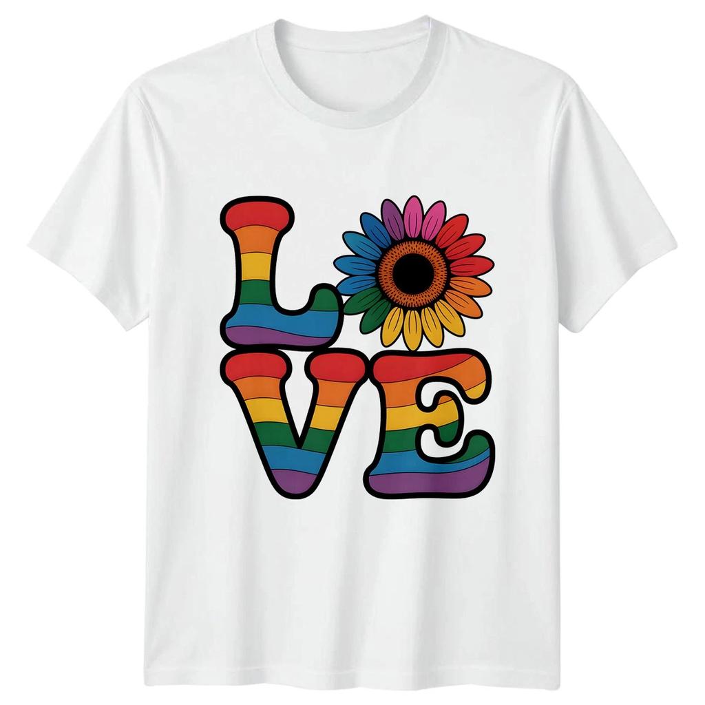Love Womens T-Shirt Rainbow Sunflower Pride Pride Month Gift For Her
