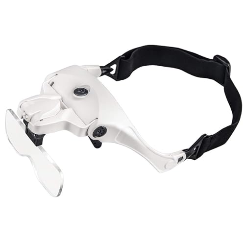 Bijia Glasses Magnifier, Upgraded USB Rechargeable Head Magnifier with LED Light and Elastic Band, Dual-Use Magnifying Glass for Crafts, Reading, and