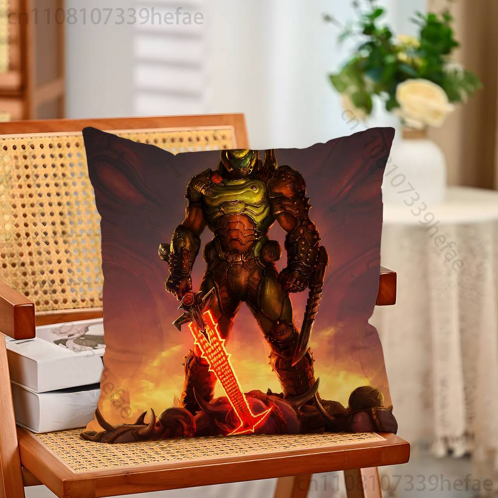 DDoomslayer Game Pillow Case Plush Pillow Cases Home Decoration Pillow Cover for Sofa Bed Chair Living Room