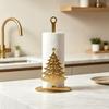 2D Flat Christmas Tree Iron Paper Towel Holder Kitchen Countertop Tissue Roll Stand Holiday Decoration