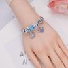 Ladies Hollow Five Petal Flower Bracelet With Diamond Crown Pendant Stainless Steel Bangle Jewelry