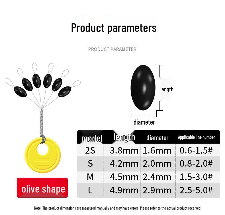 Olive-Shaped Silicone Fishing Beads - 100 Sets of Small Space-Saving Tackle Accessories