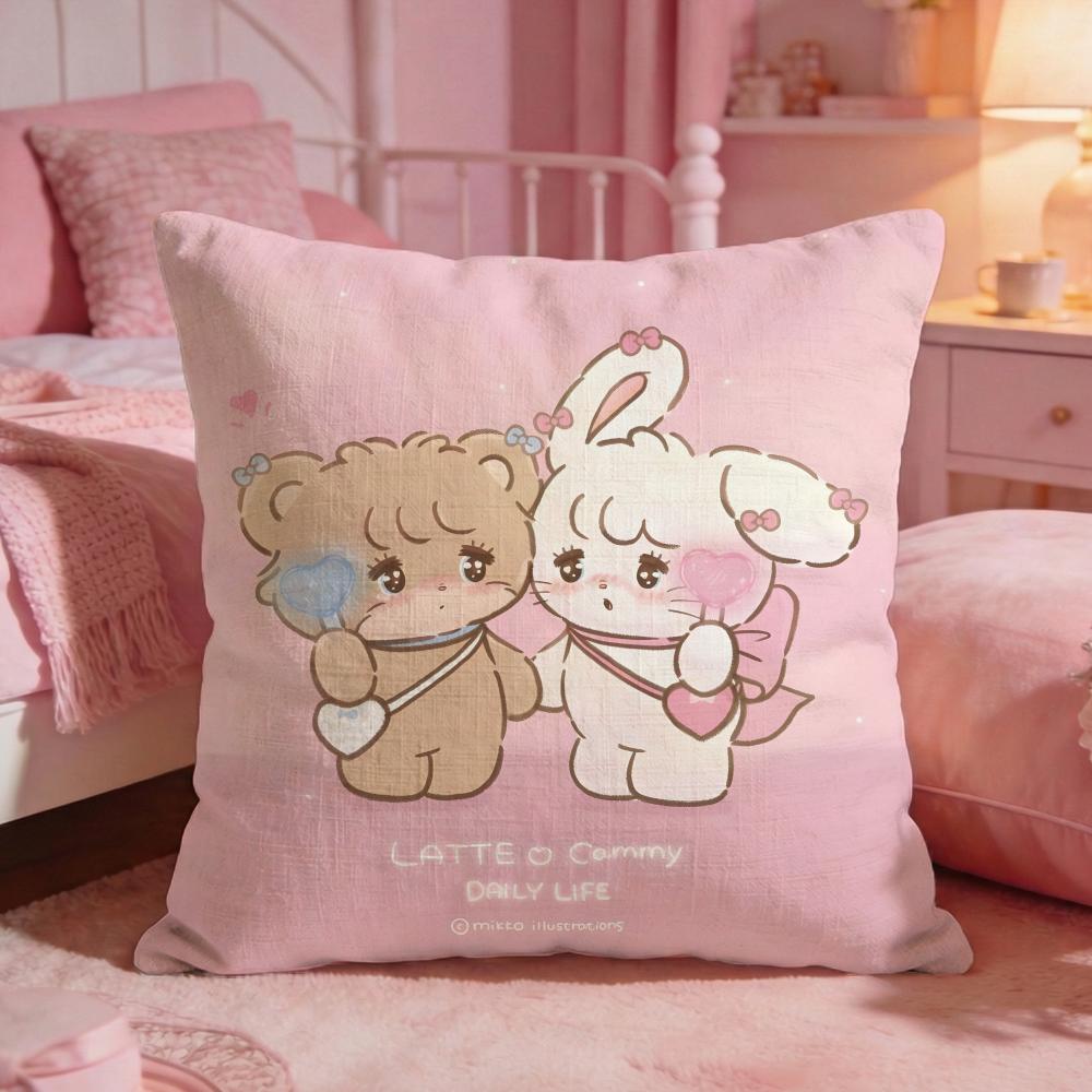 MMikkoS Cute Cat Cartoon Cushion Cover Premium Comfort Reversible Pillow Cove Two In One Design For Any Room  Car Interior
