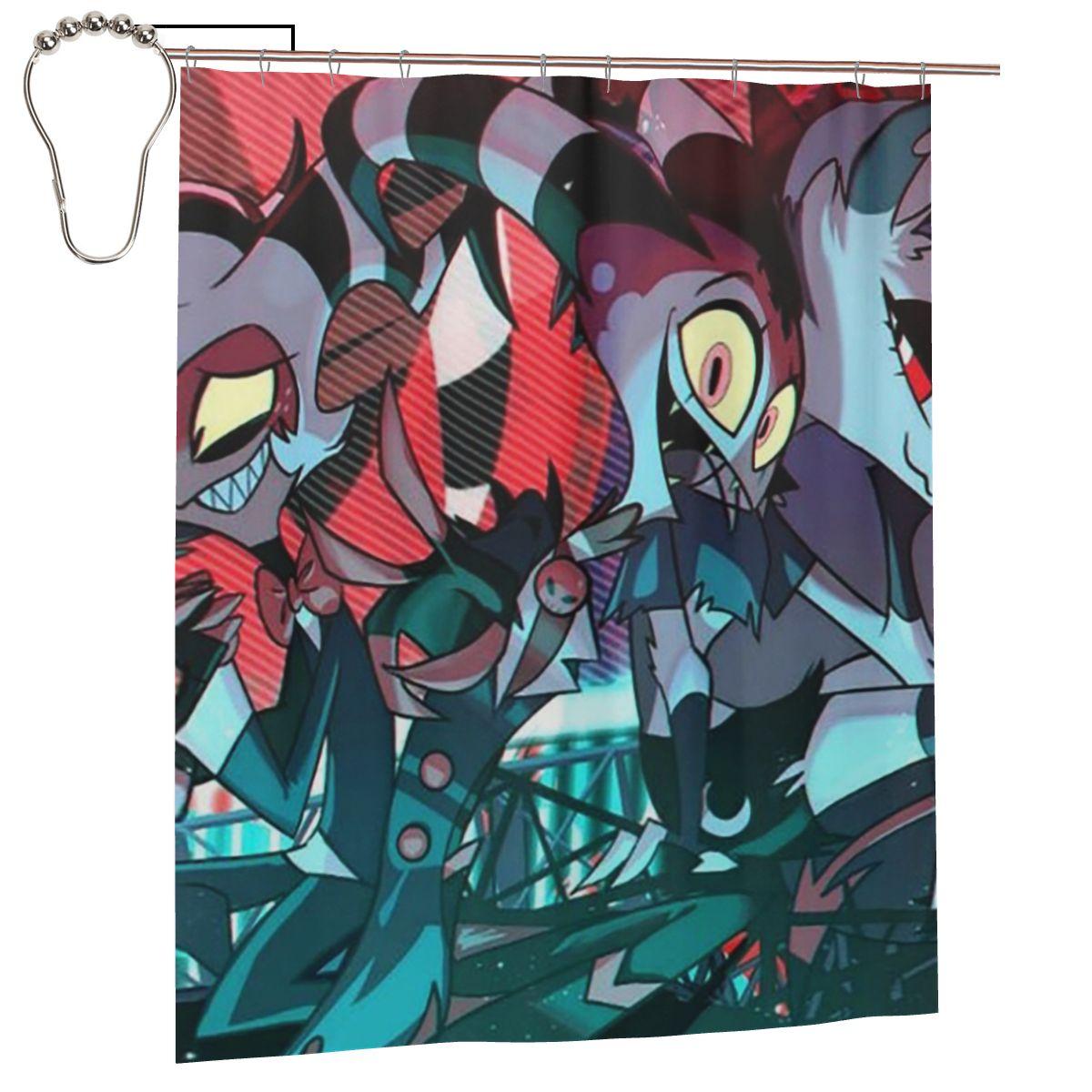 

Loona Collage Helluva Boss Anime Shower Curtain Bathroom Polyester Waterproof Bath Curtains With Hooks W60H190(CM)-1 Pcs