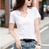 Summer Solid Loose Short Sleeve Women's T-shirt Fashion Top V-neck Casual Cotton Base T Shirt for Women Simple Office Ladies Plus Size Tee Shirt 24995