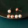 925 Sterling Silver Freshwater Pearl Stud Earrings for Women - Small, Flat Round, Versatile, Comfortable for Sleeping, Colored for Pierced Ears