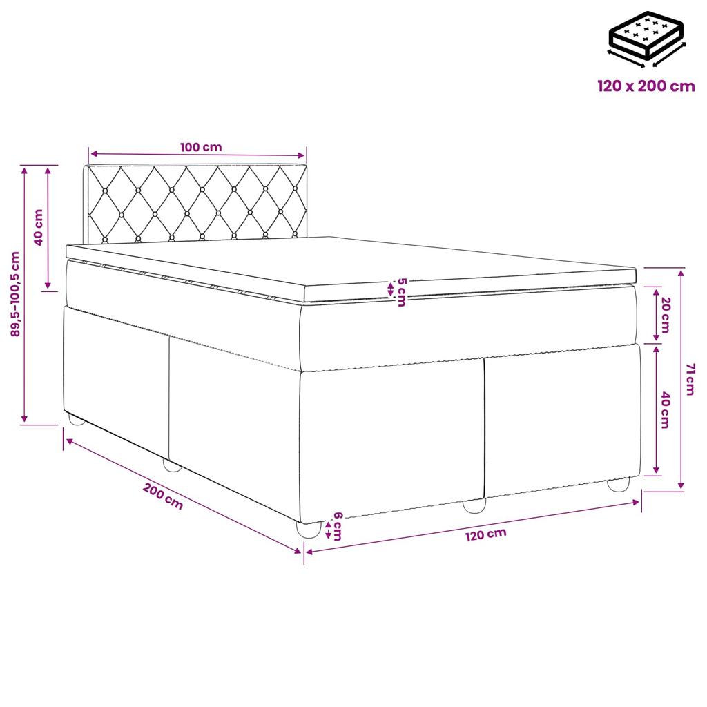 Box Spring Bed with Mattress Dark Green 120 X 200 Cm Velvet