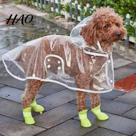 Pets Rain Poncho Pet Raincoat Transparent Snap Button Design Hooded Minimalistic Adjustable Dog Rainwear Windproof Soft Gear Supply