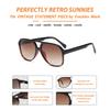 Freckles Mark Vintage Retro 70s Sunglasses for Men and Classic Large Square Aviator Trendy Gradient Oversize Women, Glasses, Brown/Tortoiseshell,