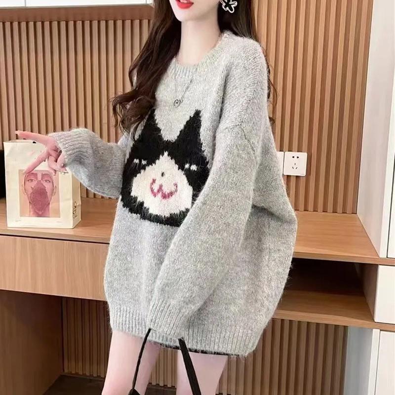 Pullover für Damen Herbst Winter Verdickter Pullover Warm Gestrickt Dehnbar Langarm Oversize Jumper Oberteile