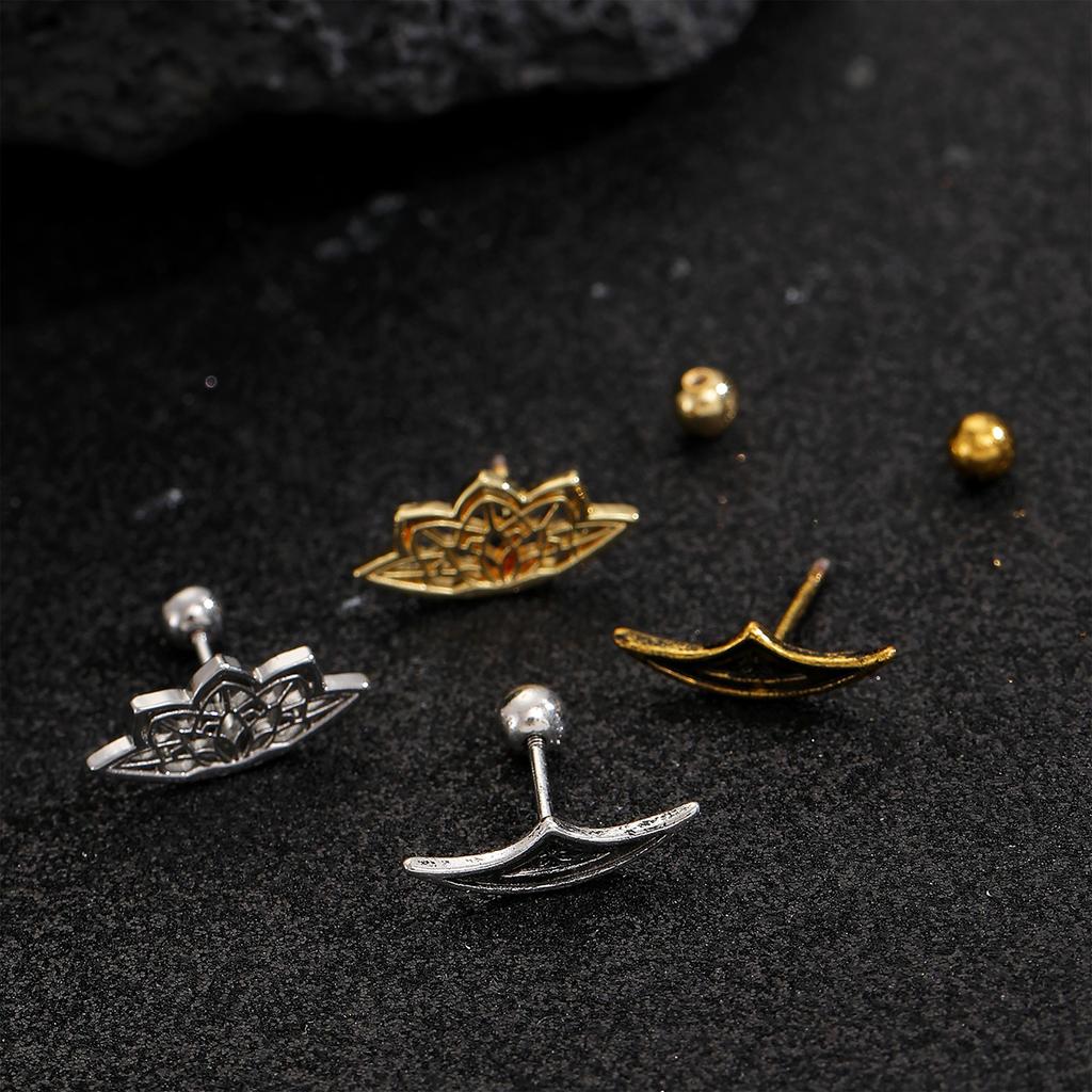 Creative Gothic Style Geometric Hollowed Crescent Moon Shaped Earrings