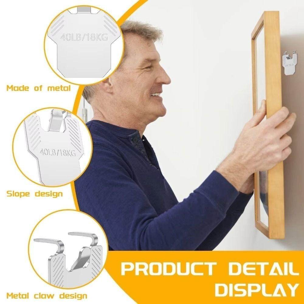 10PCS Sturdy Picture Hanging Hook Easy Install Mirror Hanger Metal Wall Hook  Home Wall Decor