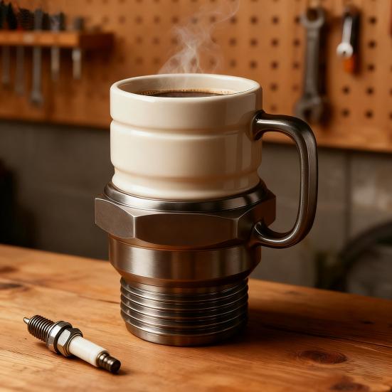 Spark Plugs Ceramic Mug Large Capacity Handcrafted Cup for Coffee & Tea Unique Gift