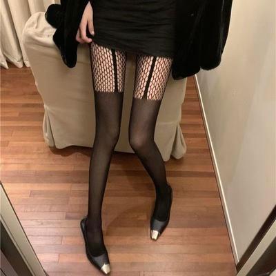 Sexy Pantyhose Women Fishnet Black Three Bars Ins Hot Girls Tights High Elastic Hipster Leggings