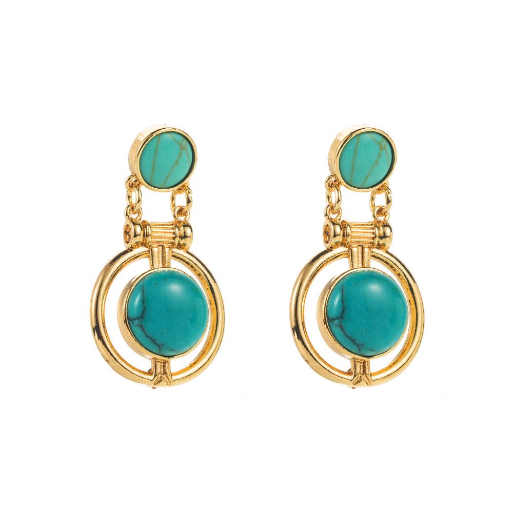 Turquoise Enamel Drip Alloy Earrings with S925 Silver Needle - Elegant Socialite Banquet Studs