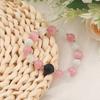 Opal beaded bracelet Valentine's Day gift silver bead spacer elastic rope black volcanic stone white powder cat eye bracelet