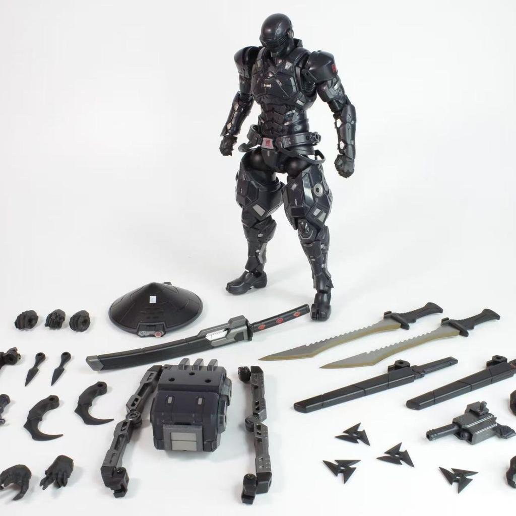 22Cm Super Black Warrior Sc001 Snake Eyes Action Figure 1/10 Mecha Ninja Articulated Figure Finished Model Collection Toys Hobby