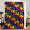 A Colorful Interlocking Puzzle Piece Pattern with Vibrant Hues. for All Seasons Blanket Lunch Break Throw Gift