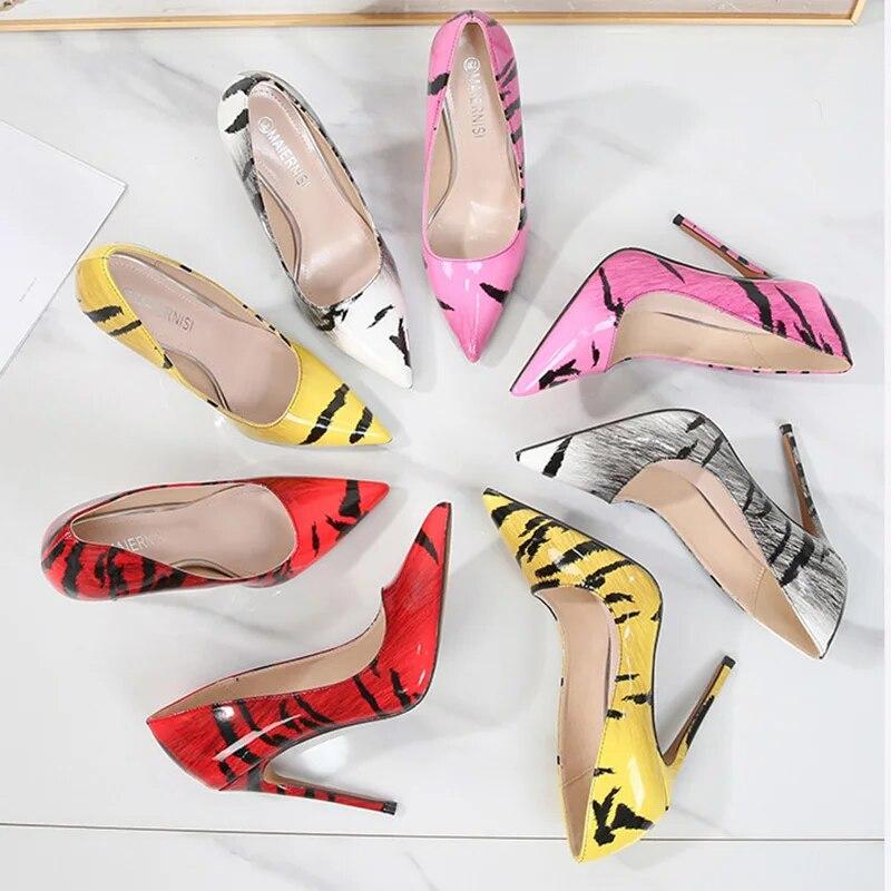 Dámské noční klub Sexy barevné Banquet Party Catwalk Módní Pracovní obuv 12cm podpatek WZ