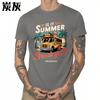 Tshirts for men Printed Women Crew Neck t shirt Black School Bus Summer Break Beach Scene Hiphop Unisex Teeshirt Trendy Tshirt