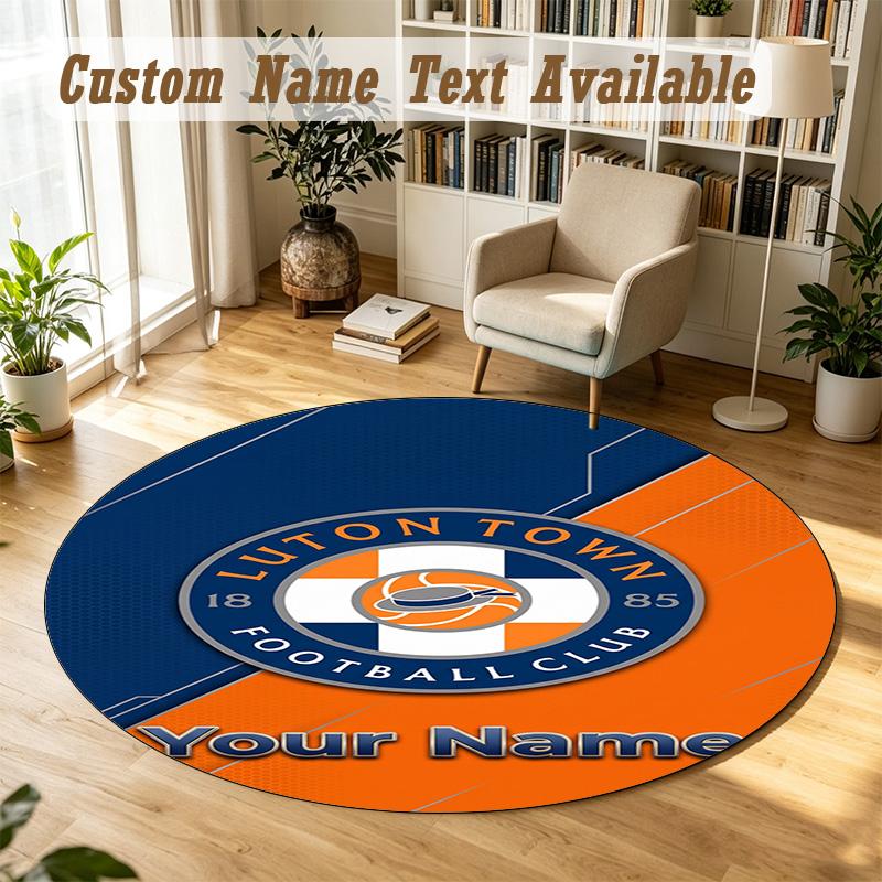 Round Rug Custom NameLuton Town Pattern Non Slip Carpet Home Floor Decor