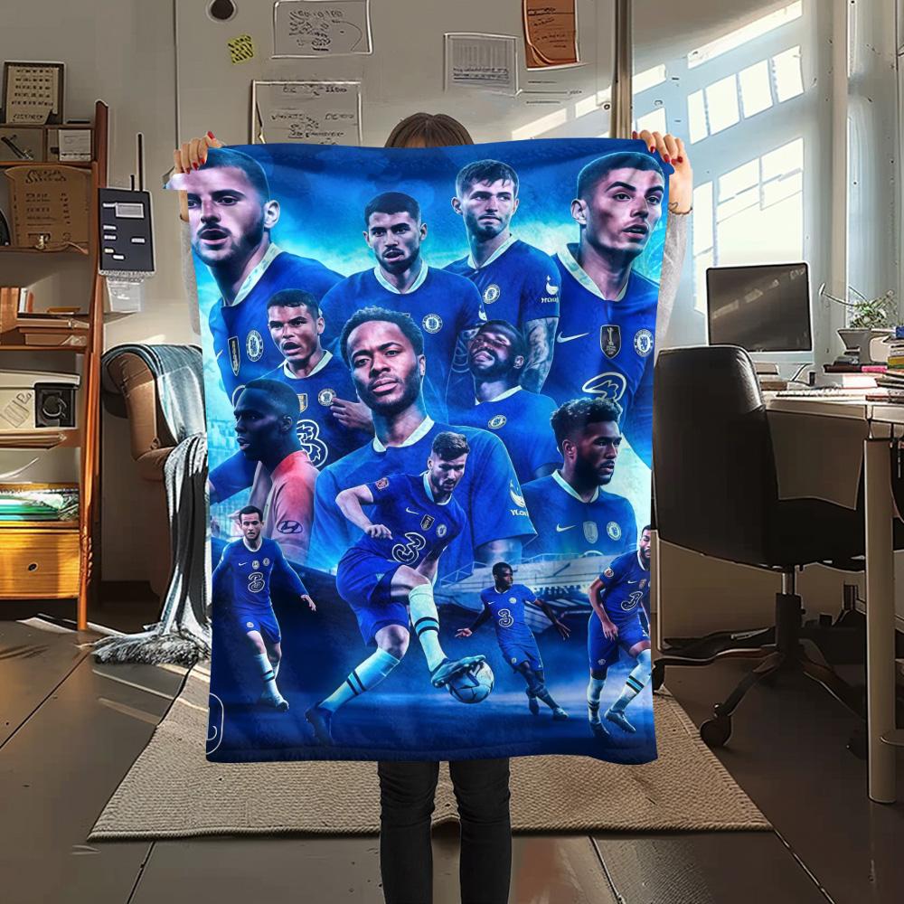 Chelsea FC Poster Print FlAannel Blanket, High Quality Comfortable for All Seasons, Home Decor, Warmth and Comfort