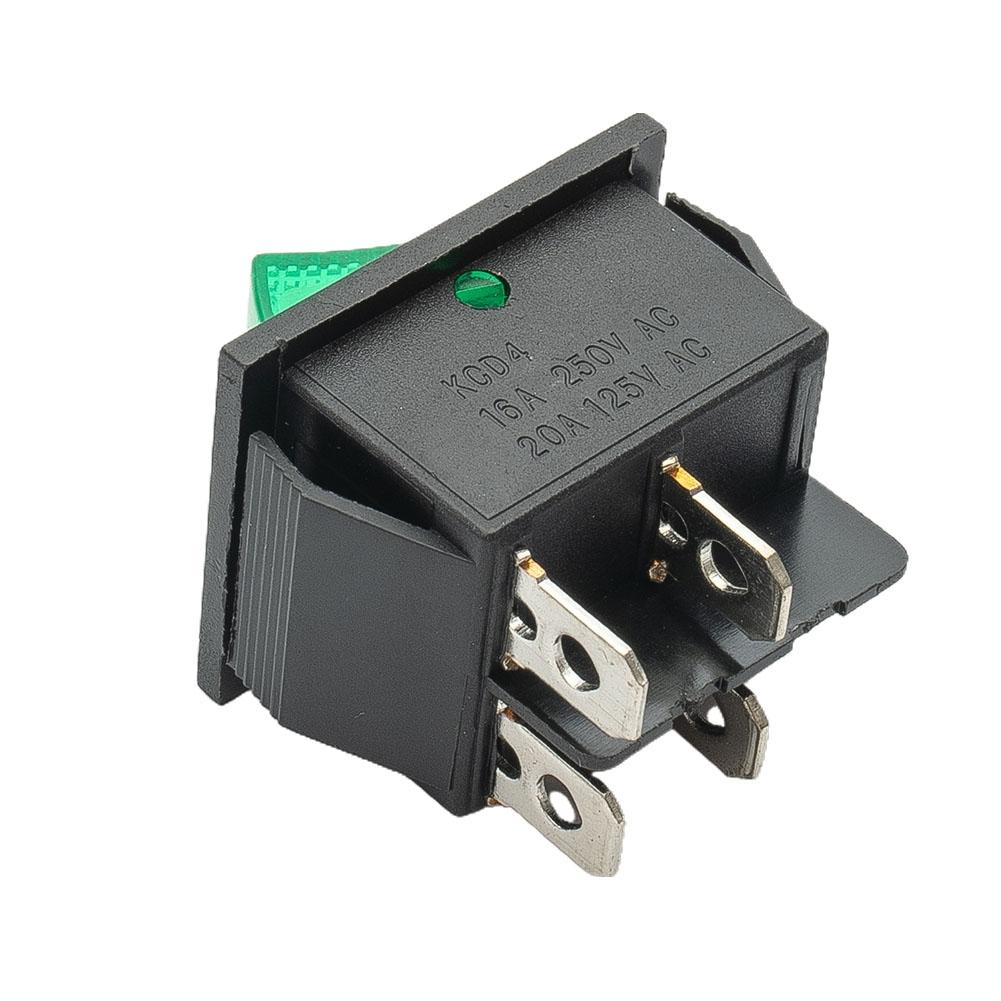 Green Rocker Switch Water Proof Cover 4 Pins 16A 250V AC DPST Easy