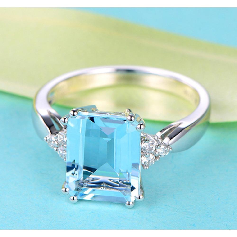 Elegant 18k Gold Plated Topaz Engagement Ring for Women Colorful Sapphire Jewelry
