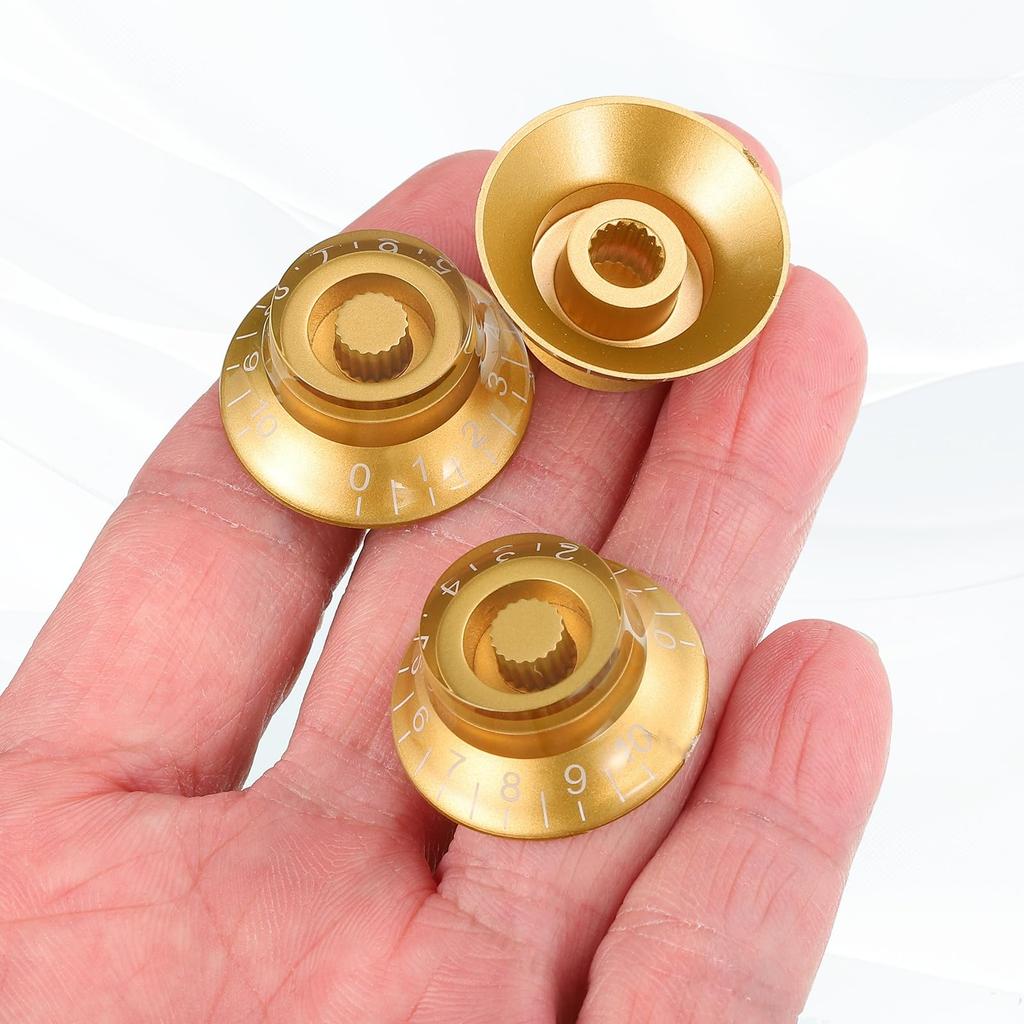 uxcell Guitar Top Hat Bell Knob Control Knob Volume Tone for Electric Set of 4 Gold Guitar/Bass - -
