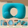 Inflatable U-Shaped Travel Neck Pillow with Press-Type Inflation, Foldable Compression Design for Car & Rail Travel