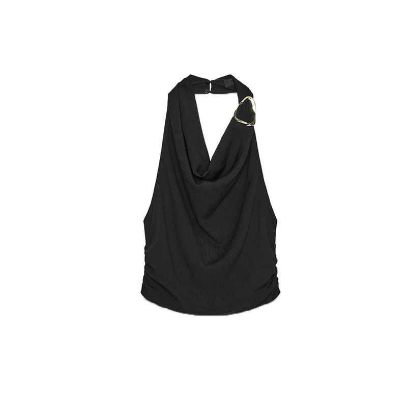 Hanging Collar Sleeveless Elegant Tops 3564127 Cross Waist Wide Leg Comfort and Casual Pants 3564128