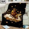 1PC Custom Name Queen Bee Stars Flannel Blanket Versatile,all-season Throw Suitable for the Living Room,bedroom,camping,travel,and Gift