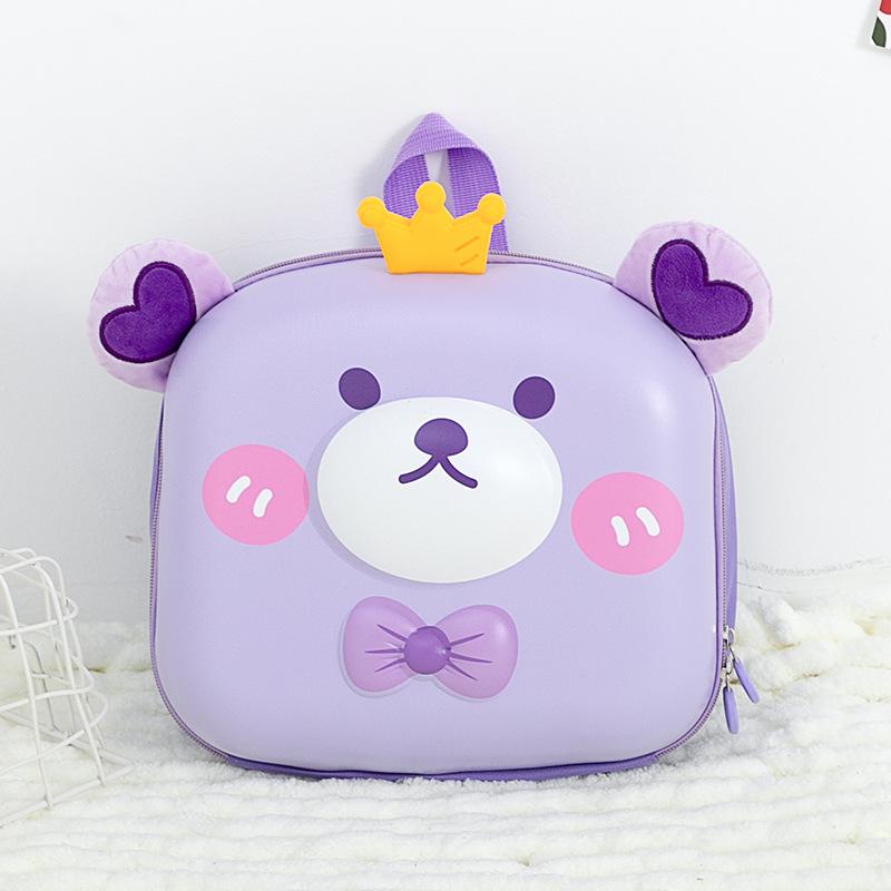 

Bear Crown Print Toddler Backpack Kids Schoolbags Lightweight Outdoor Gifts фиолетовый