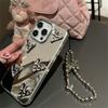 Luxury 3D Love Heart Silver Mirror Bracelet Case for iPhone 16 15 13 14 12 11 Pro Max 7 8 16 Plus X XS XR XS Max INS Back Cover