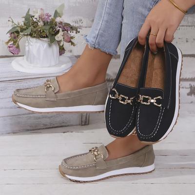 Mocassins plats à chaîne en métal grande taille pour femmes, automne 2024