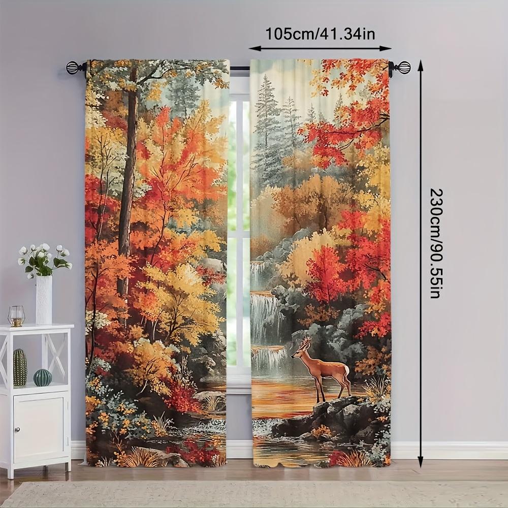 Autumn Forests and Deer   100% Polyester   Perfect for Blackout Curtains - UV Protection In Living Rooms   Kitchens   Offices and Be