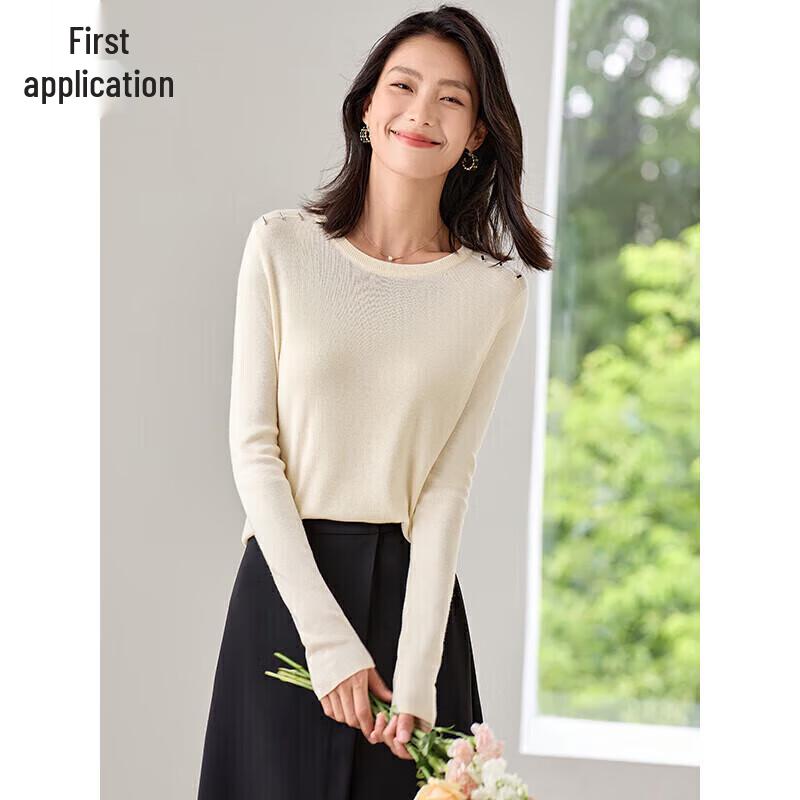 

Chushen Women s Wool Blend Round Neck Knit Sweater L