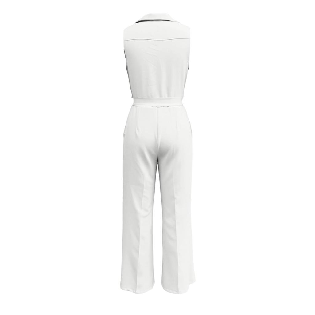 Ladies' Casual Fashion Shirt Collar Wide Leg Jumpsuit