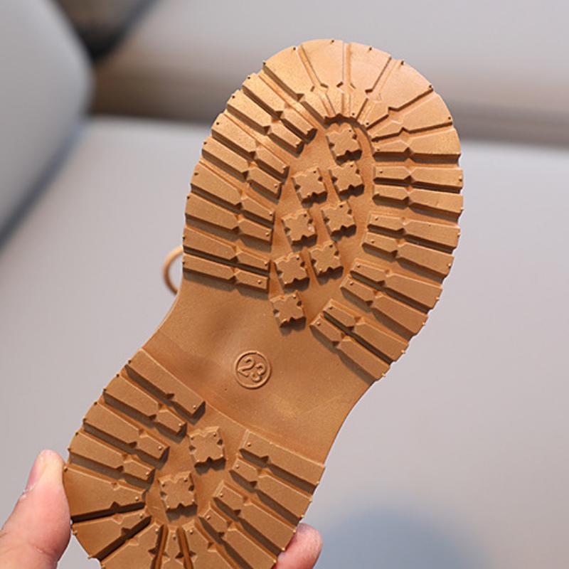 Детские осенне-зимние британские однотонные простые короткие ботинки для мальчиков — фото 11