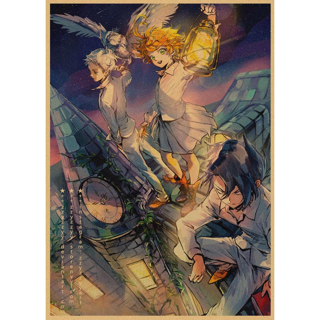The Promised Neverland Anime Retro Kraft Paper Poster - Decorative Wall Art
